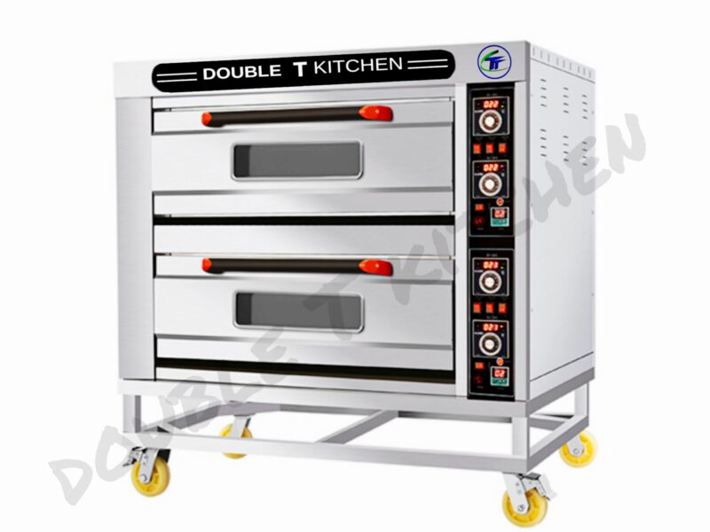 These series gas oven is a machine improved after several experiments, use and developements. It has the characteristics of provincial electricity, no increase capacity, heut, high efficiency and safety. The product adopts advanced LCD digital display electronic matic temperature control and timer tuming control. To ensure the complete combustion of gus, the oven immer is designed with compartmentalized luck channel, Advanced constant closed automatic solenoid valve, anti-leakage ignition alarm device to ensure the safety of the use of the product. Inner with light, and the oven door is visible, so the operator can see all inside clearly, Gas oven can be convenient and quick baking excellent incense and taste, excellent flavor of pastry broad, is your ideal choice. This series oven is manufactured according to the standard of Q (GZ) BYHT1-2003 1. Performance characteristics 1.1 There are three types of ovens for option: one layer, two layers and three layers. Each deck is independent control, can be used at the same time, also can be used individually. 1.2 The upper and bottom fire are controlled separately of each layer. 1.3 The temperature range inside the oven is from 20 C to 400 C 1.4 The oven is with timing temperature control 2. Installation and precautions 2.1 Oven installation and commissioning, must be carried out by professionals.