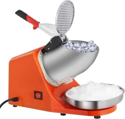 This device for crushing ice. specifically : a kitchen grinder having a hopper, a crank, blades, and a cup and used for crushing ice cubes.