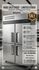 DOUBLE T KITCHEN Commercial Fan Cooling Four Door Adjustable Chiller & Freezer - Image 2